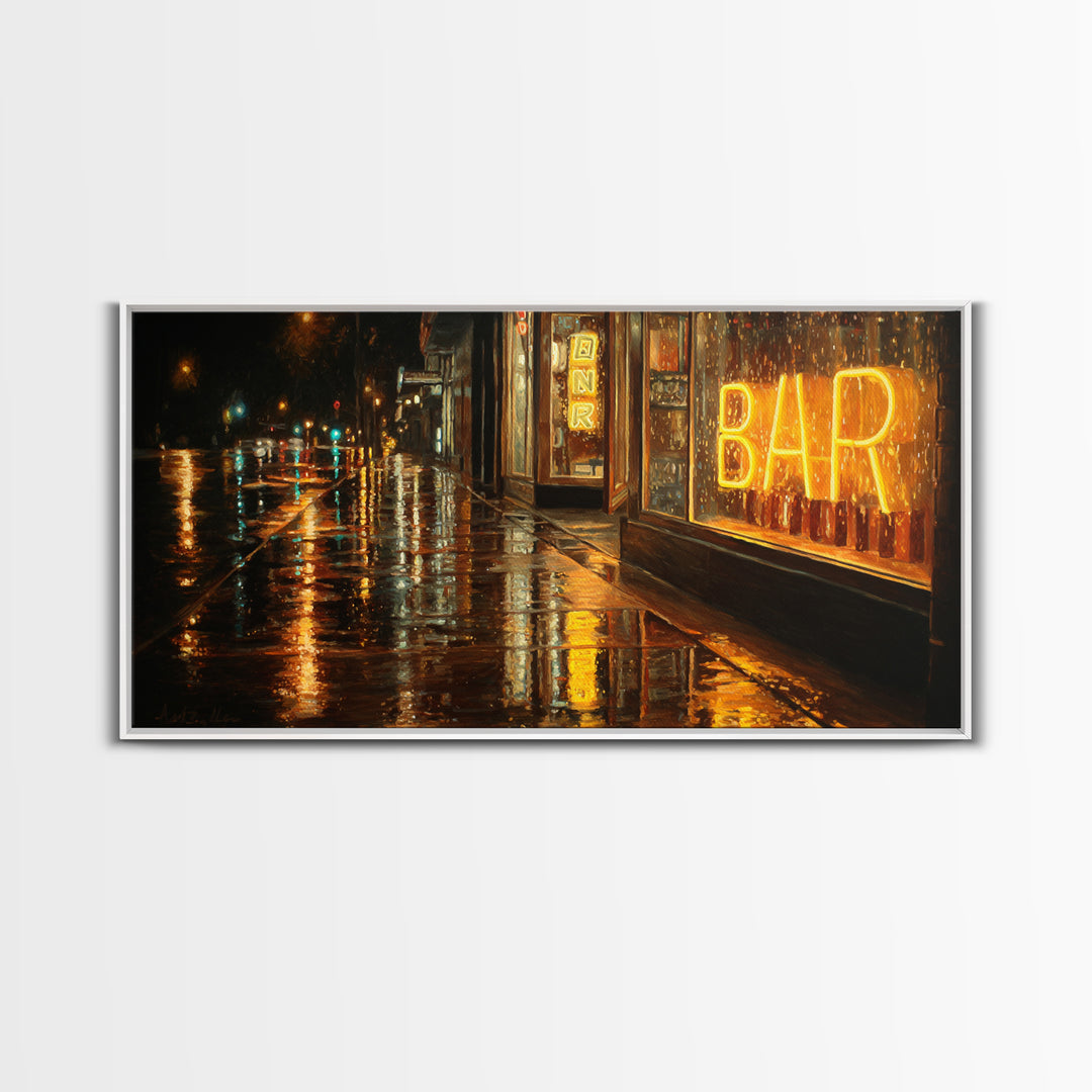 Neon Cocktail Sign Reflected Canvas Print, Bar Art, Bar Sign, Bar Decor, Fine Art, Coffee Bar, Cocktail Wall Art, BAR-2x1-73
