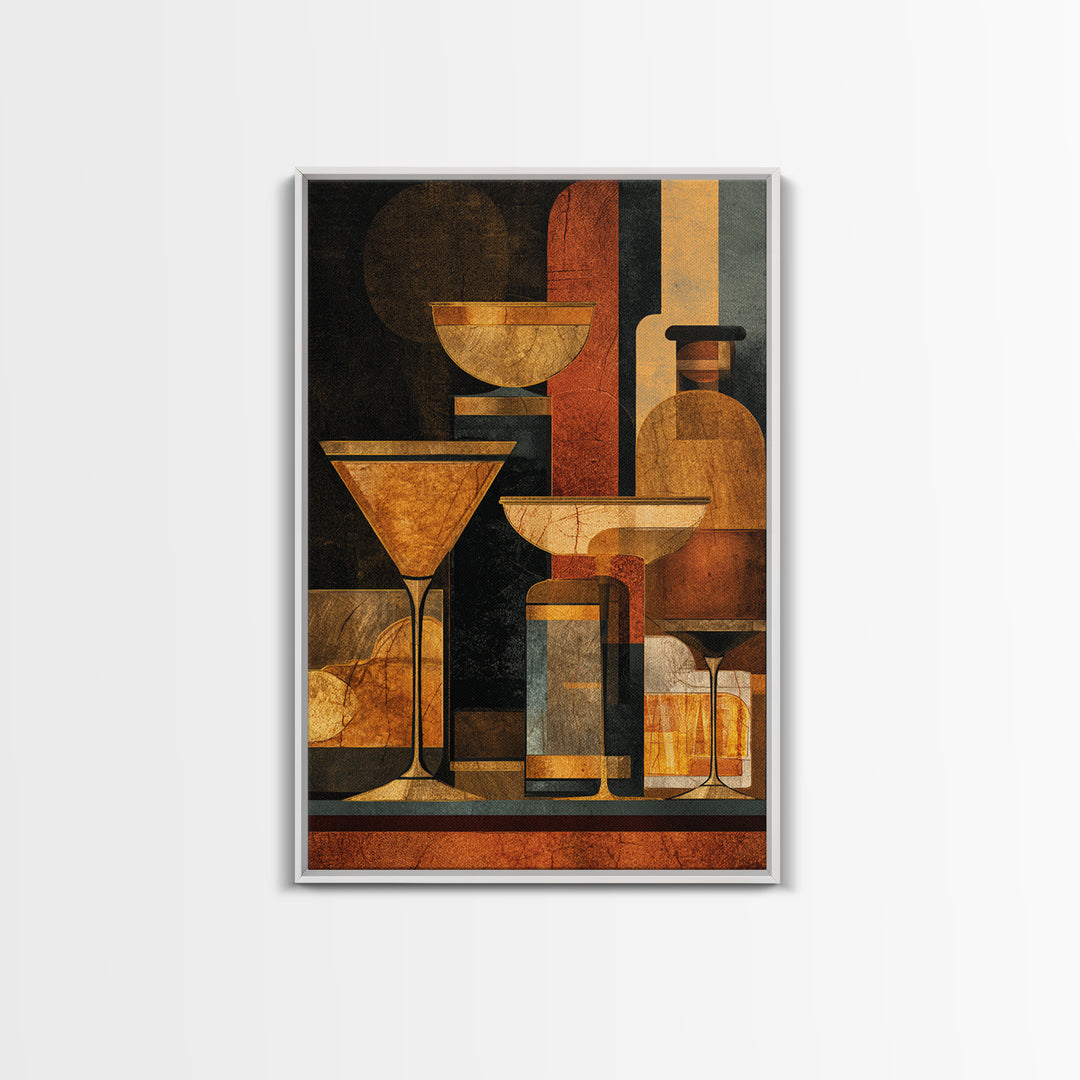 Retro Happy Hour Poster Canvas Print, Bar Art, Gallery Decor, Bar Decor, Fine Art, Wall Art, Home Decor, Wall Decor, BAR-2x3-16