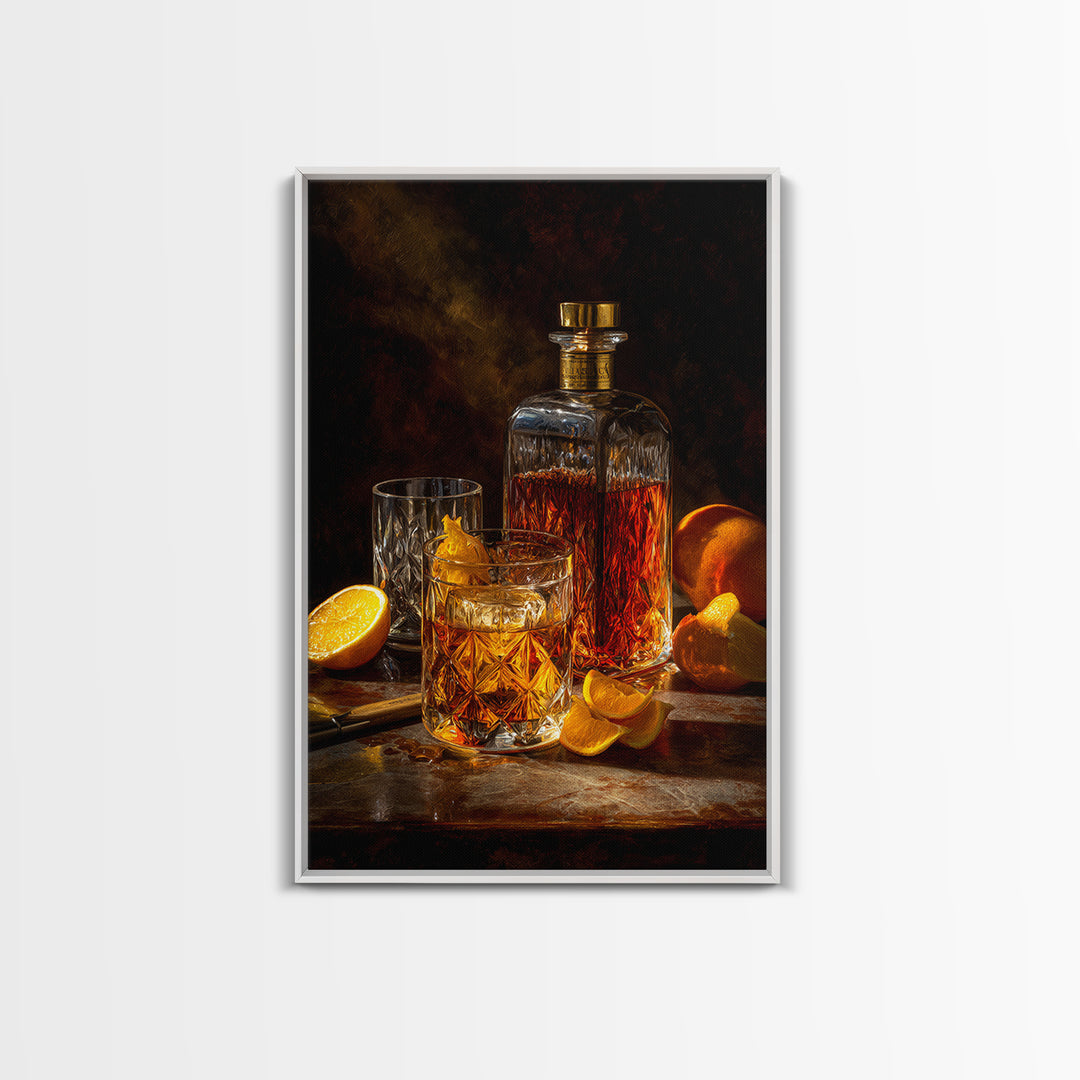 Cocktail Recipe Diagram Styled as Elegant Art Framed Canvas Print, Bar Art, Wall Decor, Bar Decor, Fine Art, BAR-2x3-52