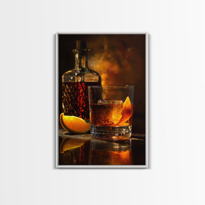 Old Fashioned Cocktail Canvas Print, Bar Art, Kitchen Print, Bar Decor, Oil Painting, Fine Art Print, Statement Artwork, BAR-2x3-57