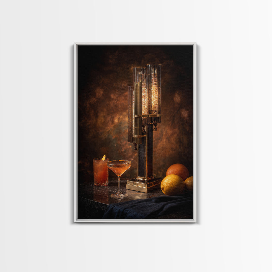 Champagne Coupe Tower Framed Canvas Print, Bar Art, Bar, Bar Decor, Fine Art, Living Room Art, Coffee Bar, Cocktail Wall Art, BAR-2x3-90