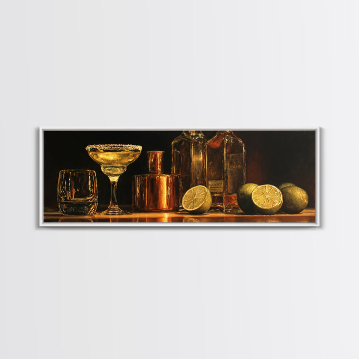 Classic Margarita with Salt Rim and Lime Canvas Print, Bar Art, Fine Art Print, Bar Decor, Fine Art, Metal Wall Art, BAR-3x1-3