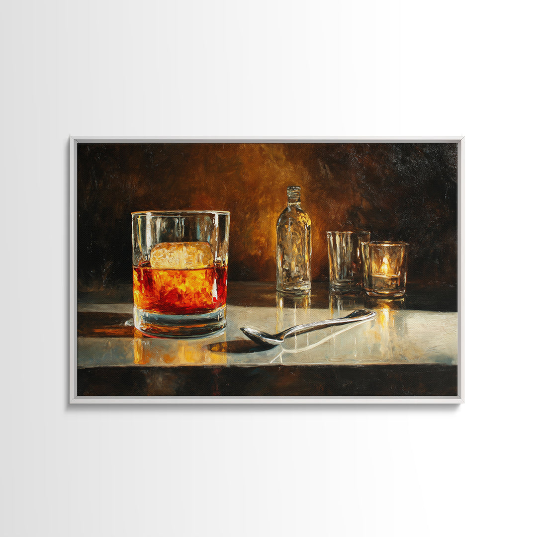 Orange Bitters and Bar Spoon Still Life Canvas Print, Bar Art, Bar Signs, Bar Decor, Fine Art, Modern Decor, BAR-3x2-1