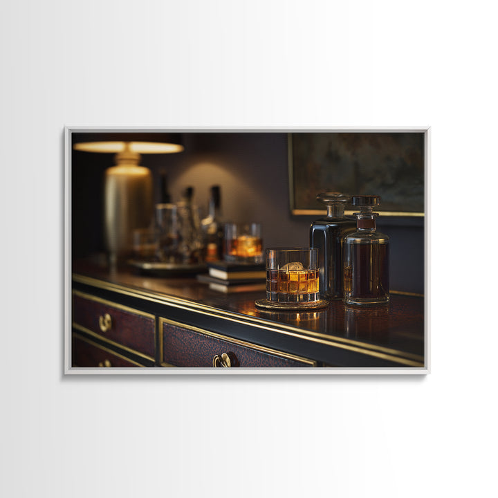 Midnight Manhattan Cocktail Framed Canvas Print, Bar Art, Bar Signs, Bar Decor, Fine Art, Modern Decor, Fine Art Print, BAR-3x2-28