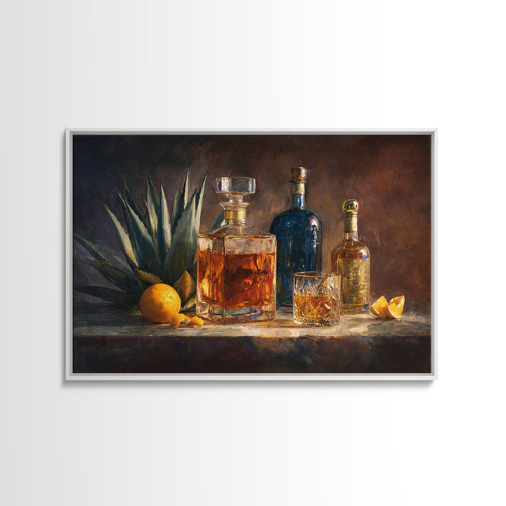 Tequila Agave Plant Study Framed Canvas Print, Bar Art, Bar Cart Decor, Bar Decor, Fine Art, Minimalist Decor, BAR-3x2-40