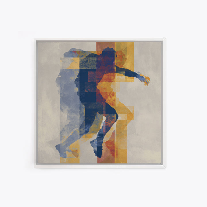 Large Monochrome Sports Action Figure Silhouette Framed Canvas Print, Basement Art, Bar Decor, Living Room Decor, Retreat, BAS-1x1-16