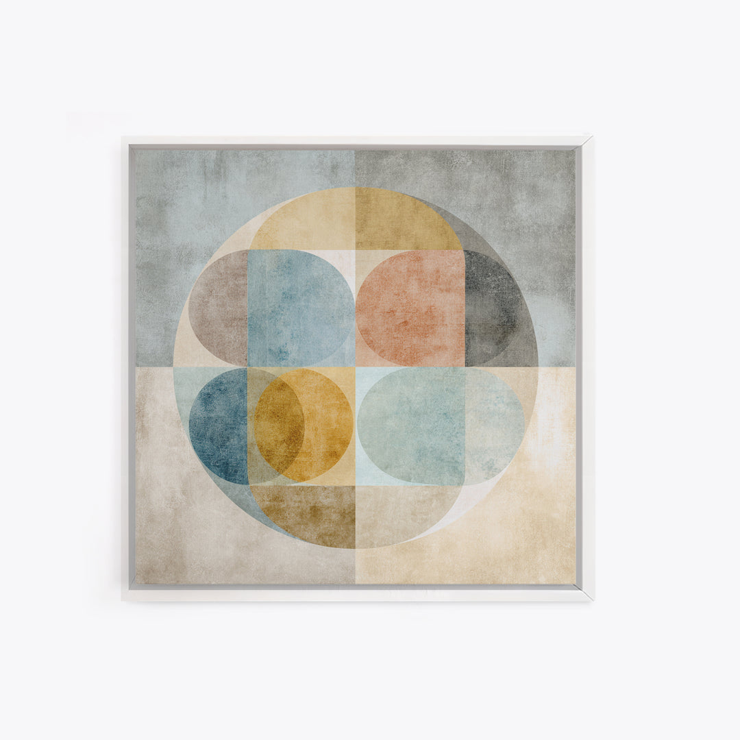 Dartboard Circular Color Composition Framed Canvas Print, Basement Art, Cocktail Prints, Living Room Decor, Abstract Art, BAS-1x1-42