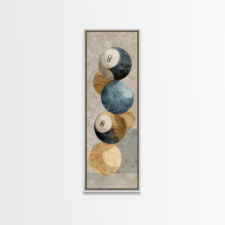 Bold Billiards Eight Ball Composition Canvas Print, Basement Art, Canvas, Living Room Decor, Fine Art, Retreat, Bar Art, BAS-1x3-40