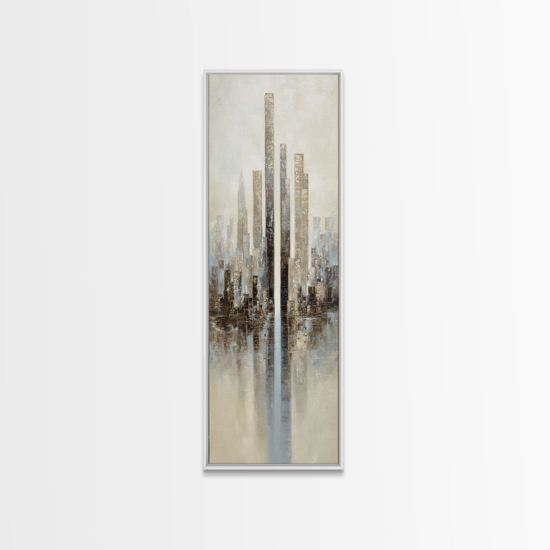 Dark Abstract City Skyline Canvas Print, Basement Art, Classroom Decor, Living Room Decor, Abstract Art, Retreat, BAS-1x3-43