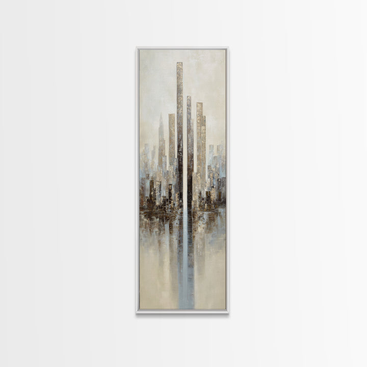 Dark Abstract City Skyline Canvas Print, Basement Art, Classroom Decor, Living Room Decor, Abstract Art, Retreat, BAS-1x3-43