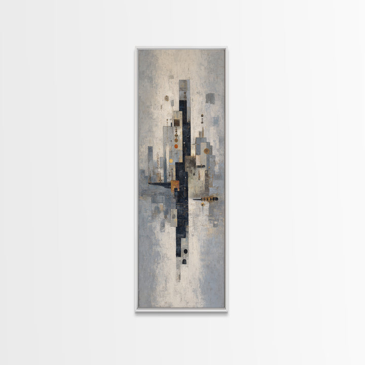 Dark Abstract City Skyline Canvas Print, Basement Art, Bar Wall Art, Living Room Decor, Abstract Art, Retreat, Neutral Decor, BAS-1x3-67