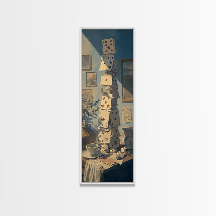 Poker Cards and Dice Canvas Print, Basement Art, Western Decor, Living Room Decor, Fine Art, Retreat, Rustic Wall Art, BAS-1x3-68