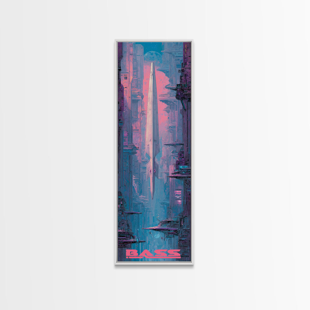 Retro Sci Fi Spaceship Poster for Entertainment Canvas Print, Basement Art, Art Print, Living Room Decor, Fine Art, Retreat, BAS-1x3-77