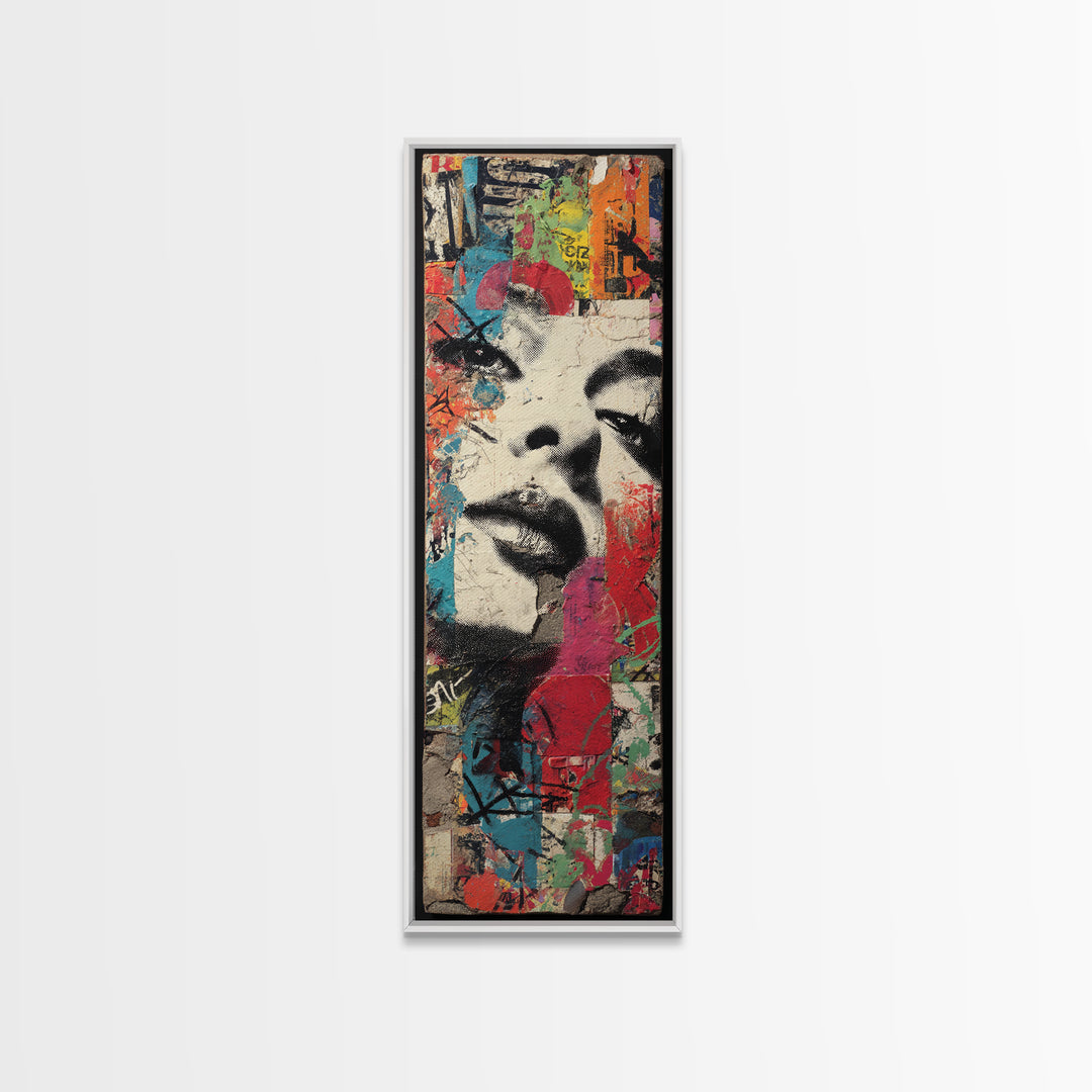 Urban Brick Graffiti Panel Framed Canvas Print, Basement Art, Digital Art Download, Living Room Decor, Fine Art, Retreat, BAS-1x3-83