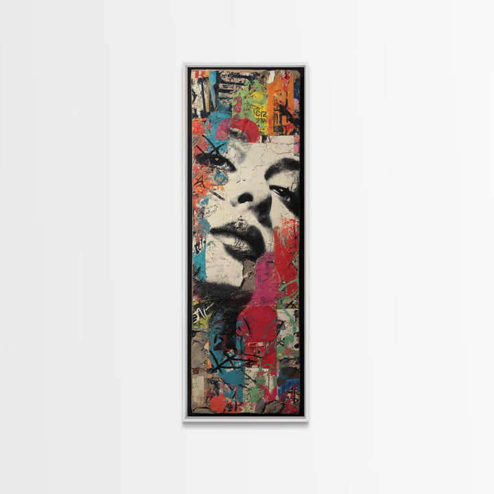 Urban Brick Graffiti Panel Framed Canvas Print, Basement Art, Digital Art Download, Living Room Decor, Fine Art, Retreat, BAS-1x3-83