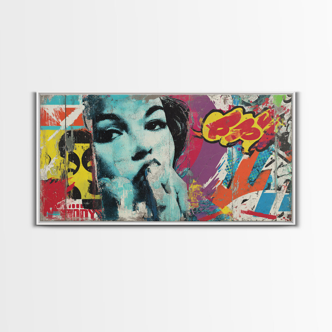 Urban Brick Graffiti Panel Framed Canvas Print, Basement Art, Original Art Prints, Living Room Decor, Fine Art, Retreat, BAS-2x1-19