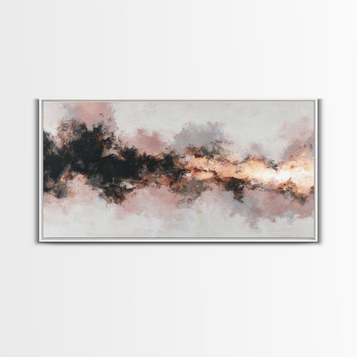 Moody Abstract Flames and Smoke Composition Framed Canvas Print, Basement Art, Trendy Wall Art, Living Room Decor, Abstract Art, BAS-2x1-92