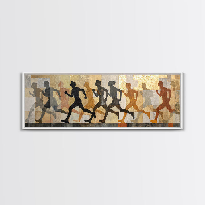 Large Monochrome Sports Action Figure Silhouette Canvas Print, Basement Art, Textured Painting, Living Room Decor, Retreat, BAS-3x1-56