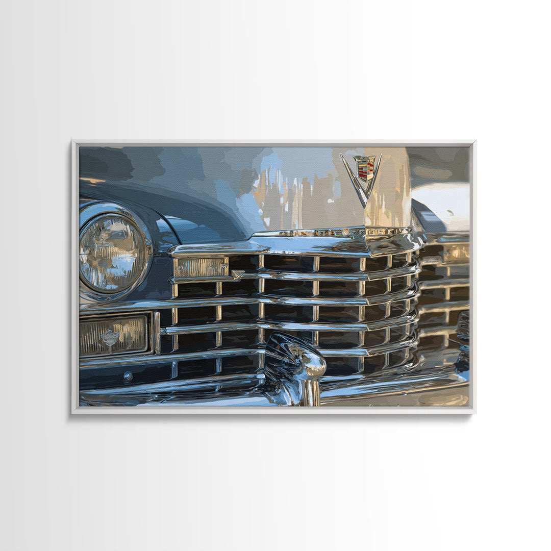 Classic Car Front Grill Closeup Framed Canvas Print, Basement Art, Canvas, Living Room Decor, Fine Art, Retreat, Bar Art, BAS-3x2-2