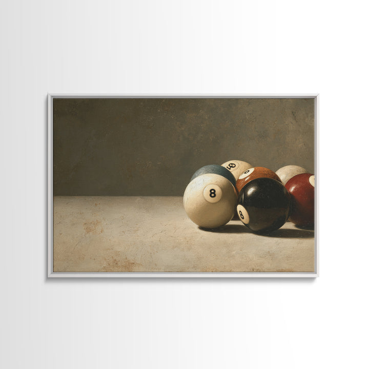Bold Billiards Eight Ball Composition Canvas Print, Basement Art, Digital Art Download, Living Room Decor, Fine Art, Retreat, BAS-3x2-32