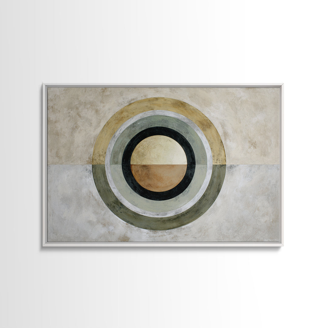 Dartboard Circular Color Composition Framed Canvas Print, Basement Art, Custom Wall Art, Living Room Decor, Fine Art, Retreat, BAS-3x2-70