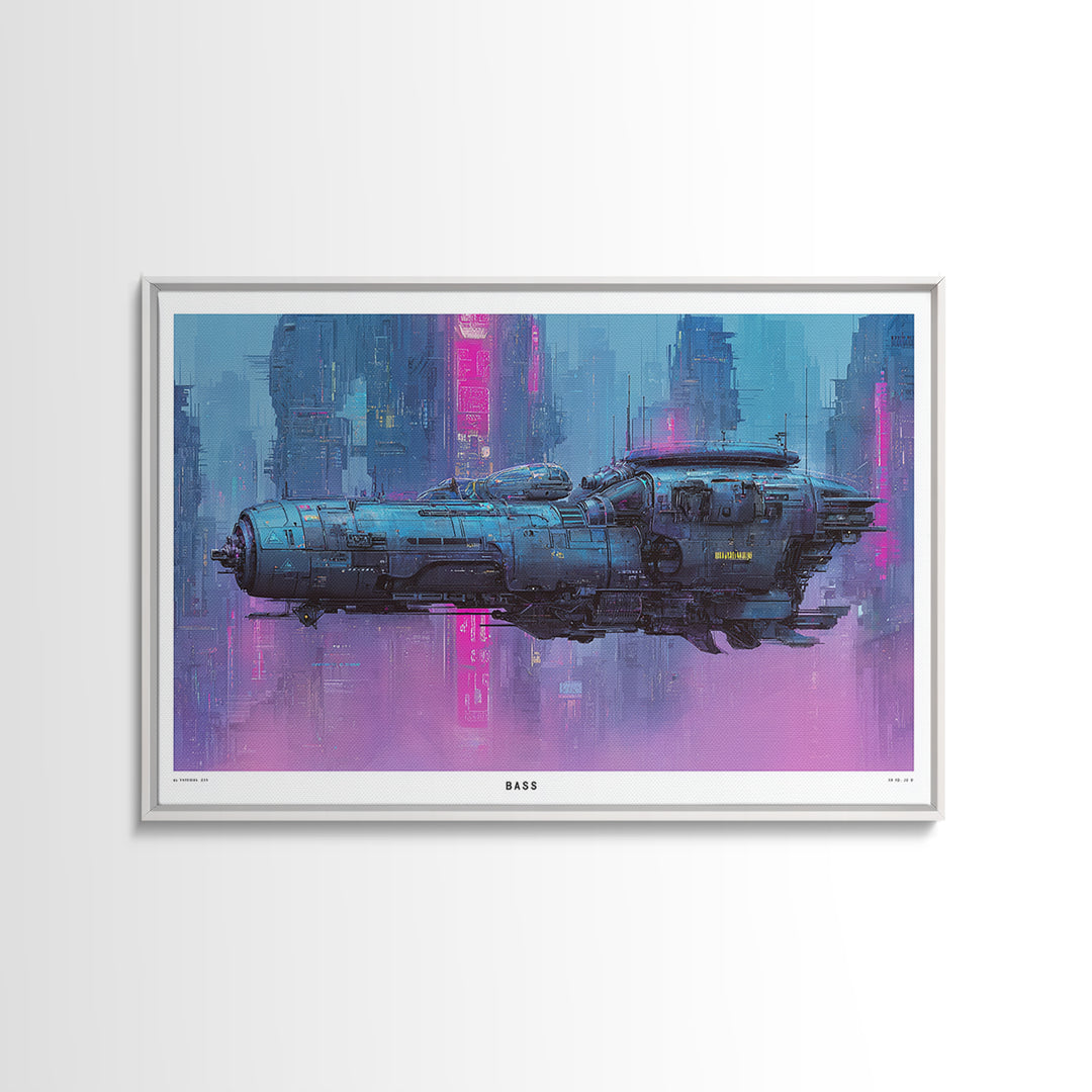Retro Sci Fi Spaceship Poster for Entertainment Canvas Print, Basement Art, First Home Gift, Living Room Decor, Retreat, BAS-3x2-93