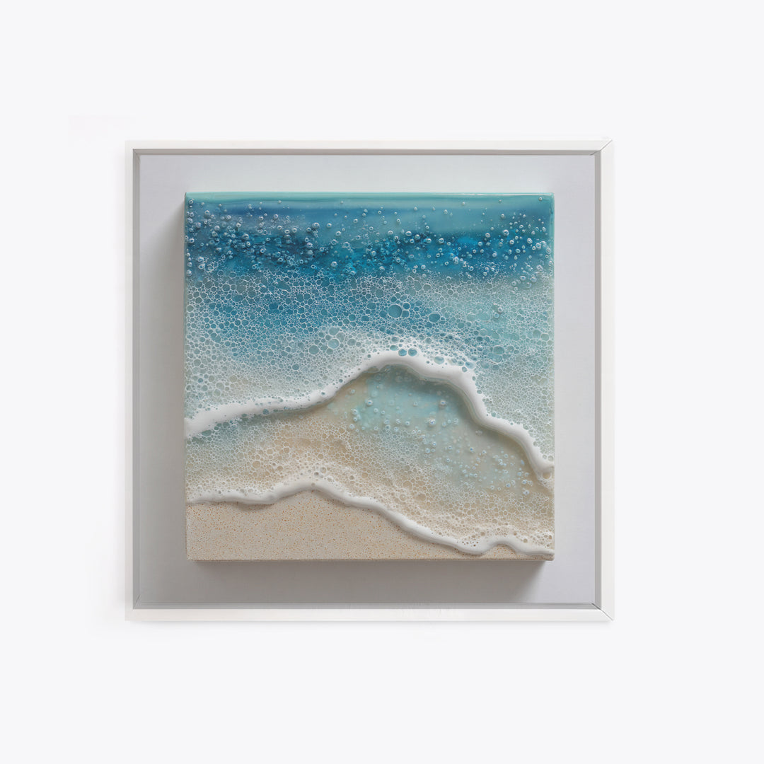 Calming Blue Ocean Wave Study Framed Canvas Print, Bathroom Art, Retro Wall Art, Bathroom Decor, Fine Art, Spa, Modern Decor, BAT-1x1-1