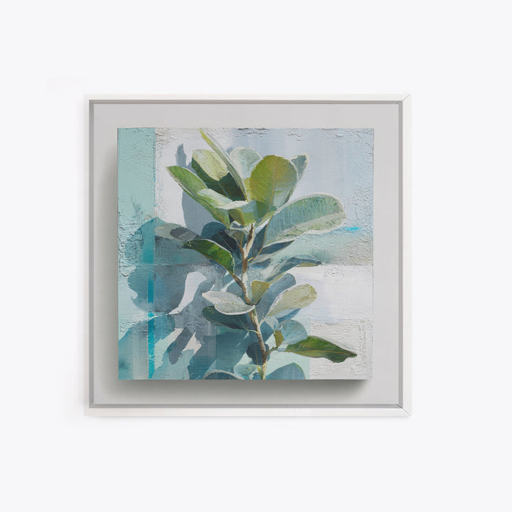 Sunlit Window Plant Shadow on Plaster Canvas Print, Bathroom Art, Dog Portrait, Bathroom Decor, Spa, Minimalist Wall Art, BAT-1x1-18