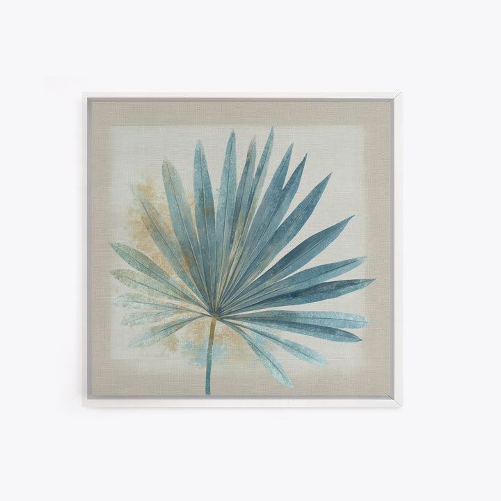 Simple Palm Frond on Off White Linen Canvas Print, Bathroom Art, Bathroom Decor, Abstract Art, Spa, Modern Wall Art, BAT-1x1-23