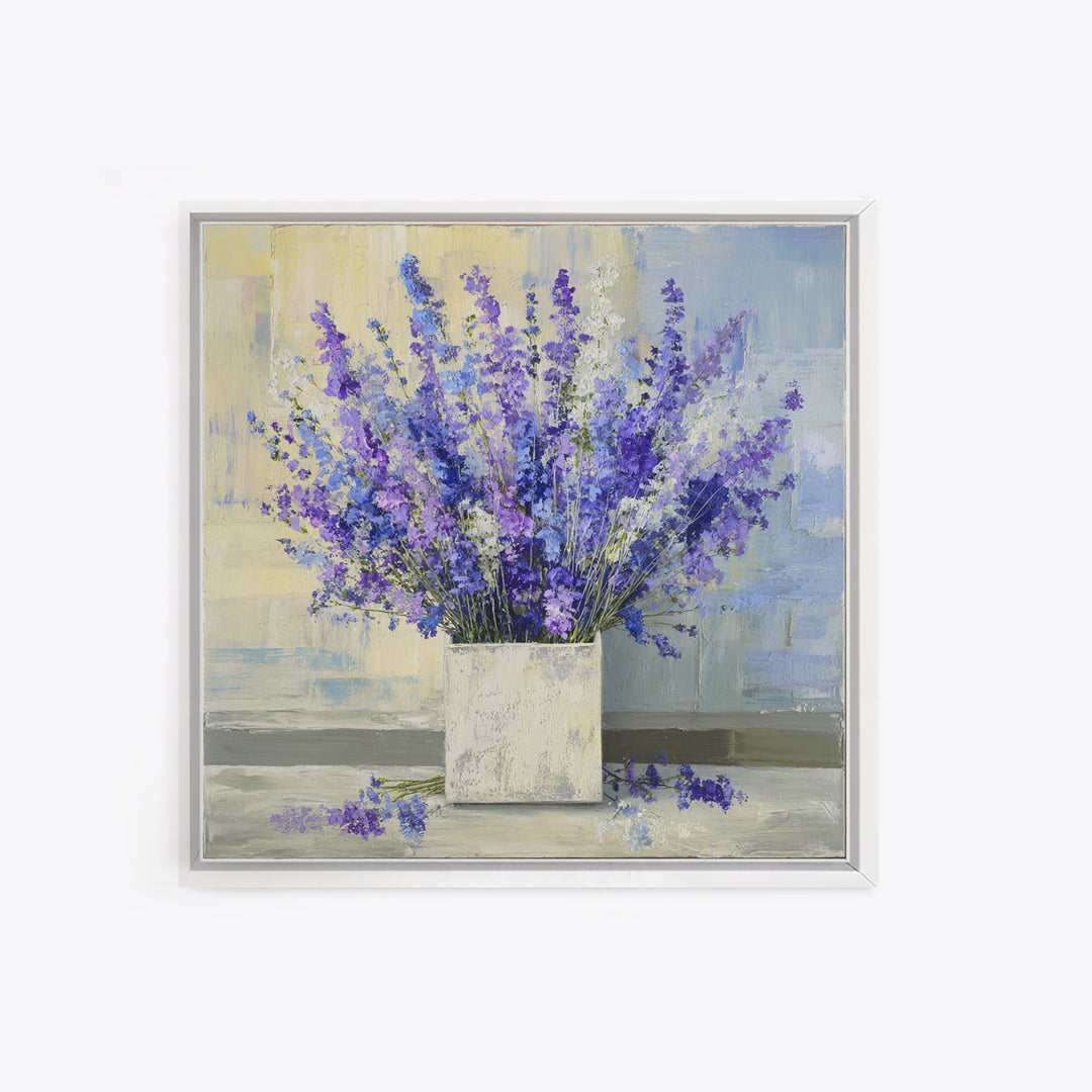 Lavender Sprigs in a Ceramic Vase Canvas Print, Bathroom Art, Bathroom Wall Art, Bathroom Decor, Watercolor Art, Spa, BAT-1x1-36