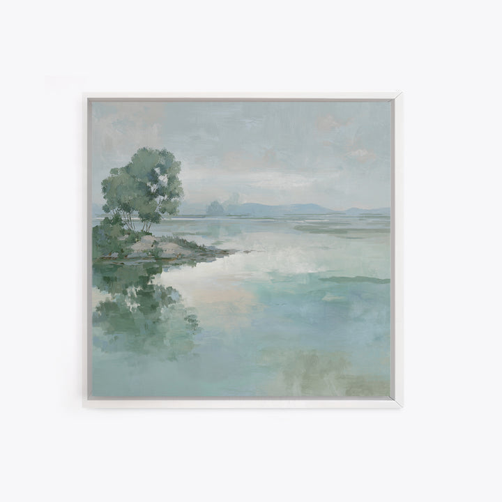 Misty Lake Scene Canvas Print, Bathroom Art, Fine Art Print, Bathroom Decor, Oil Painting, Spa, Poster, Digital Art, Printable, BAT-1x1-81