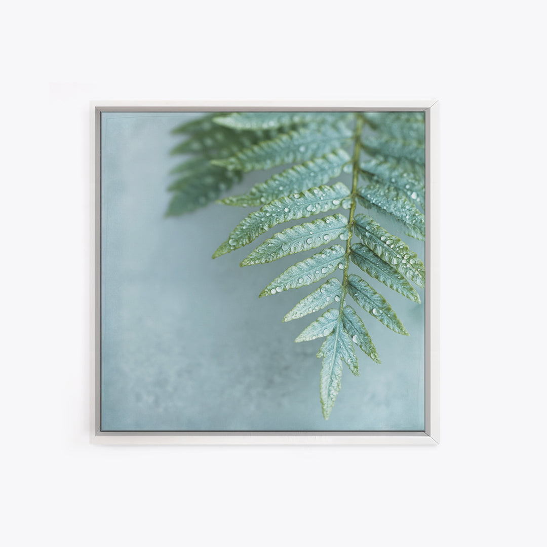 Green Fern Frond Closeup Canvas Print, Bathroom Art, Halloween Art, Bathroom Decor, Oil Painting, Spa, Textured Painting, BAT-1x1-82