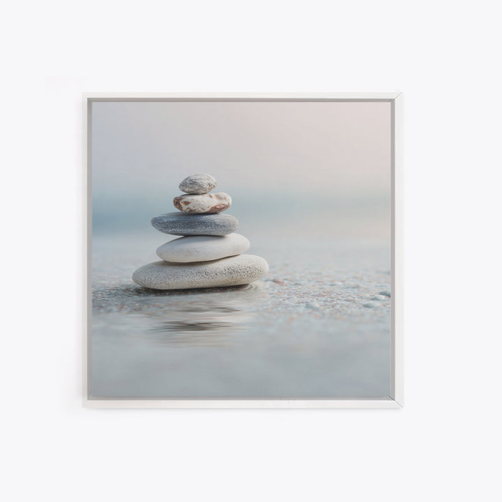 Monochrome Pebble Stack Canvas Print, Bathroom Art, Bathroom Print, Bathroom Decor, Fine Art, Spa, Minimalist Decor, BAT-1x1-85