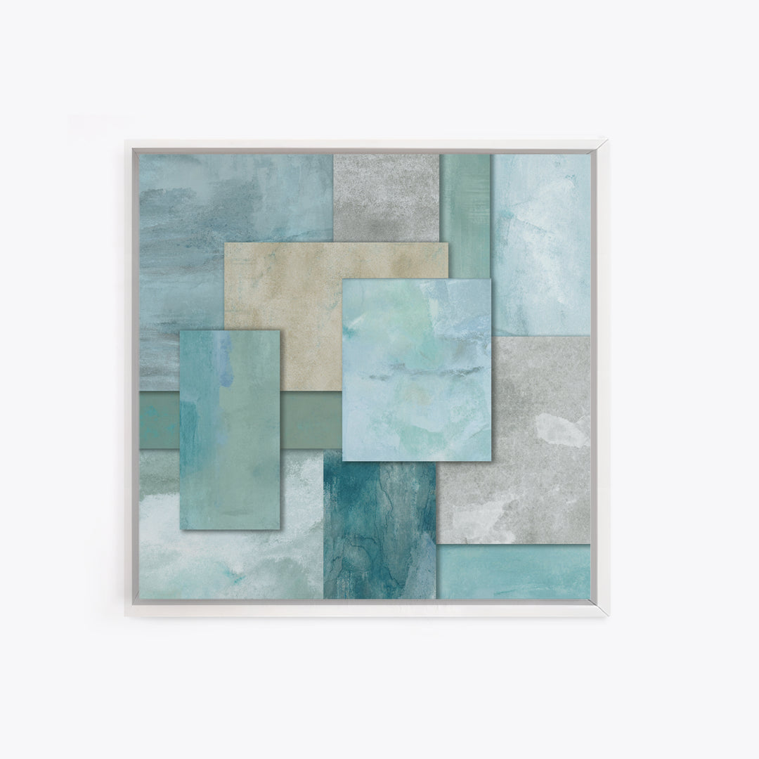 Clean Geometric Forms Framed Canvas Print, Bathroom Art, Wall Decor, Bathroom Decor, Abstract Art, Spa, Contemporary Art, BAT-1x1-93