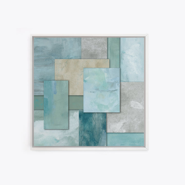 Clean Geometric Forms Framed Canvas Print, Bathroom Art, Wall Decor, Bathroom Decor, Abstract Art, Spa, Contemporary Art, BAT-1x1-93