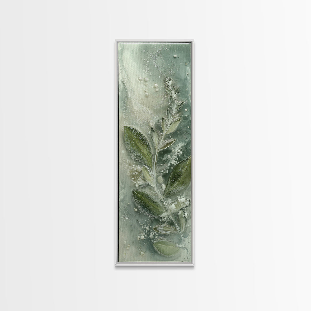 Botanical Bath Herb Arrangement Framed Canvas Print, Bathroom Art, Bathroom Wallpaper, Bathroom Decor, Fine Art, Spa, BAT-1x3-29