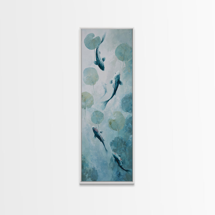 Minimal Koi Fish Swimming Through Clear Water Canvas Print, Bathroom Art, Statement Artwork, Bathroom Decor, Fine Art, Spa, BAT-1x3-44