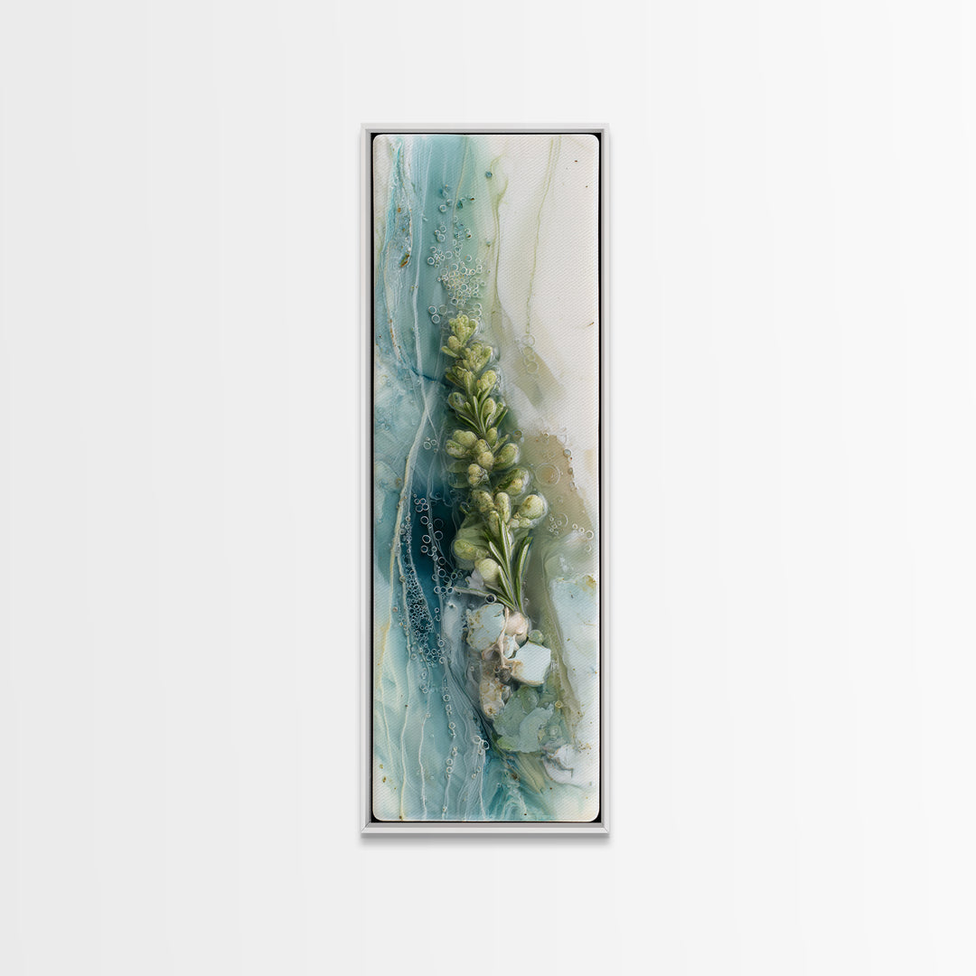 Botanical Bath Herb Arrangement Framed Canvas Print, Bathroom Art, Bathroom Wallpaper, Bathroom Decor, Fine Art, Spa, BAT-1x3-53