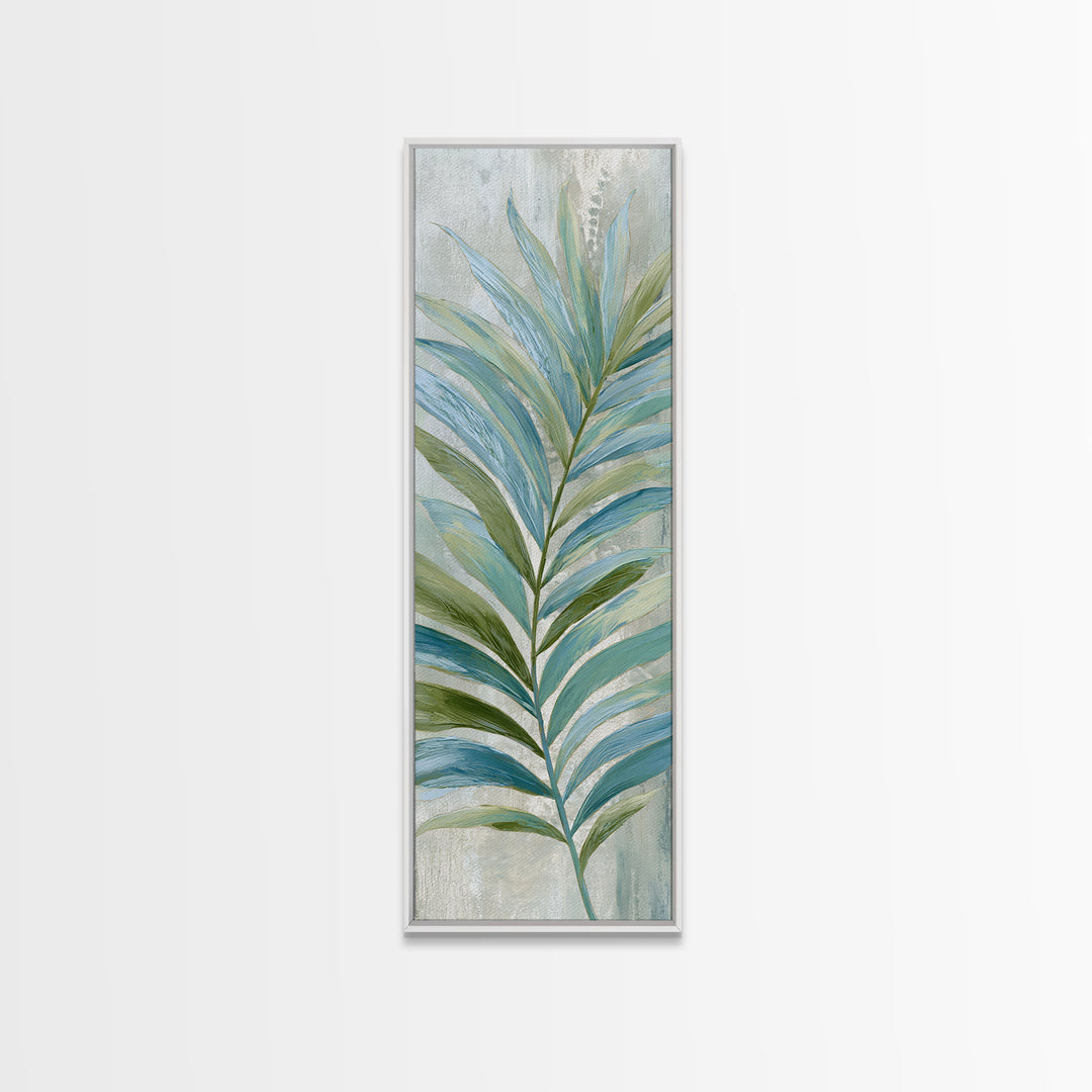 Simple Palm Frond on Off White Linen Canvas Print, Bathroom Art, Home Decor, Bathroom Decor, Fine Art, Spa, Canvas Wall Art, BAT-1x3-59