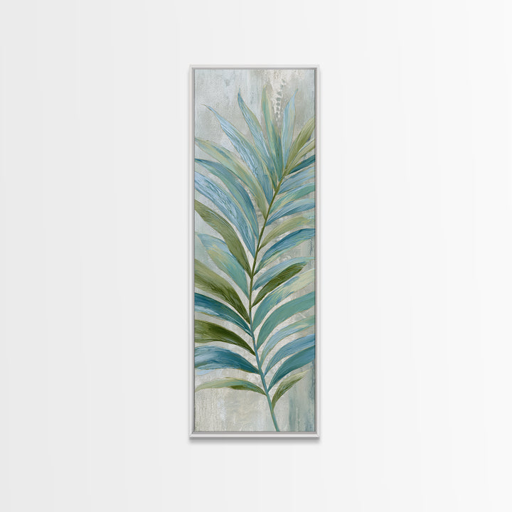 Simple Palm Frond on Off White Linen Canvas Print, Bathroom Art, Home Decor, Bathroom Decor, Fine Art, Spa, Canvas Wall Art, BAT-1x3-59
