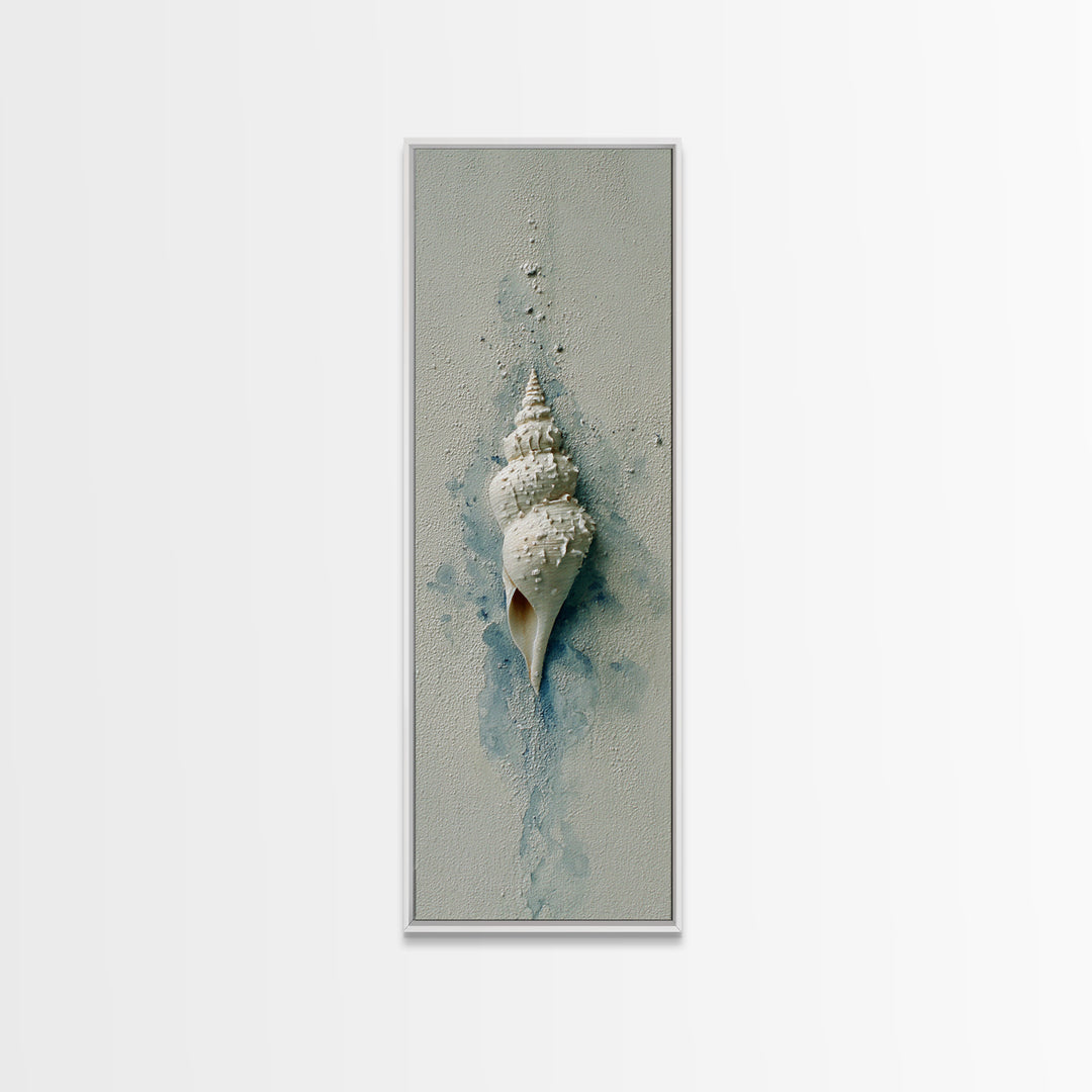 Minimal Seashell Still Life on Pale Sand Canvas Print, Bathroom Art, Custom Pet Portrait, Bathroom Decor, Oil Painting, Spa, BAT-1x3-63