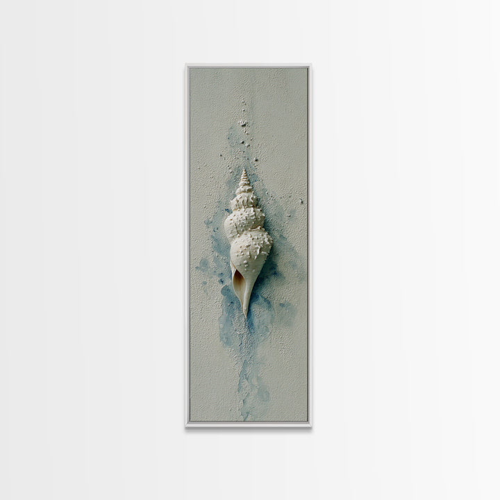 Minimal Seashell Still Life on Pale Sand Canvas Print, Bathroom Art, Custom Pet Portrait, Bathroom Decor, Oil Painting, Spa, BAT-1x3-63