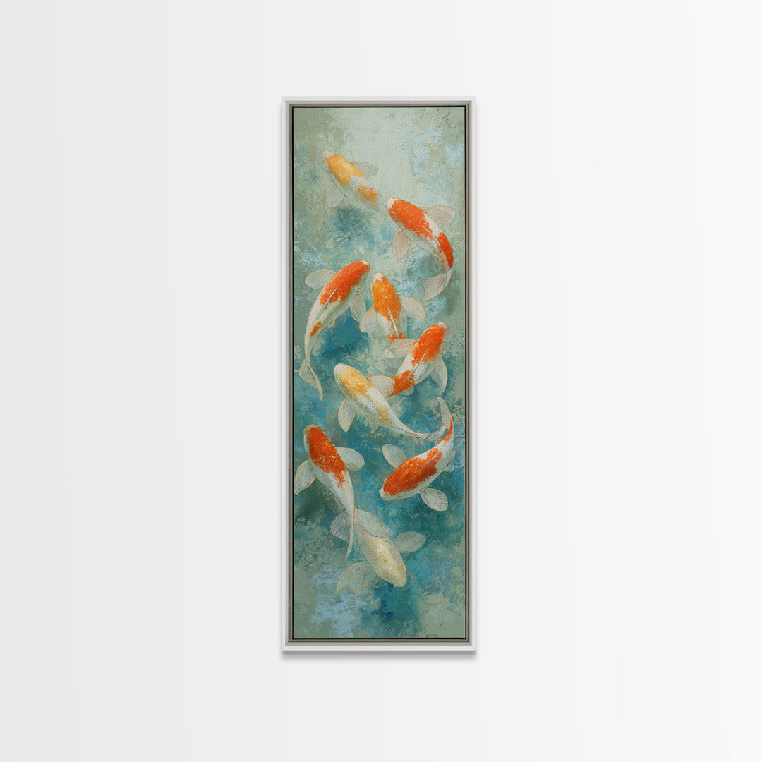 Minimal Koi Fish Swimming Through Clear Water Canvas Print, Bathroom Art, Poster, Bathroom Decor, Fine Art, Spa, Digital Print, BAT-1x3-68