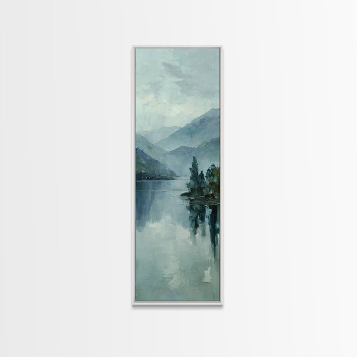 Misty Lake Scene Framed Canvas Print, Bathroom Art, Bathroom Print, Bathroom Decor, Fine Art, Spa, Minimalist Decor, BAT-1x3-69
