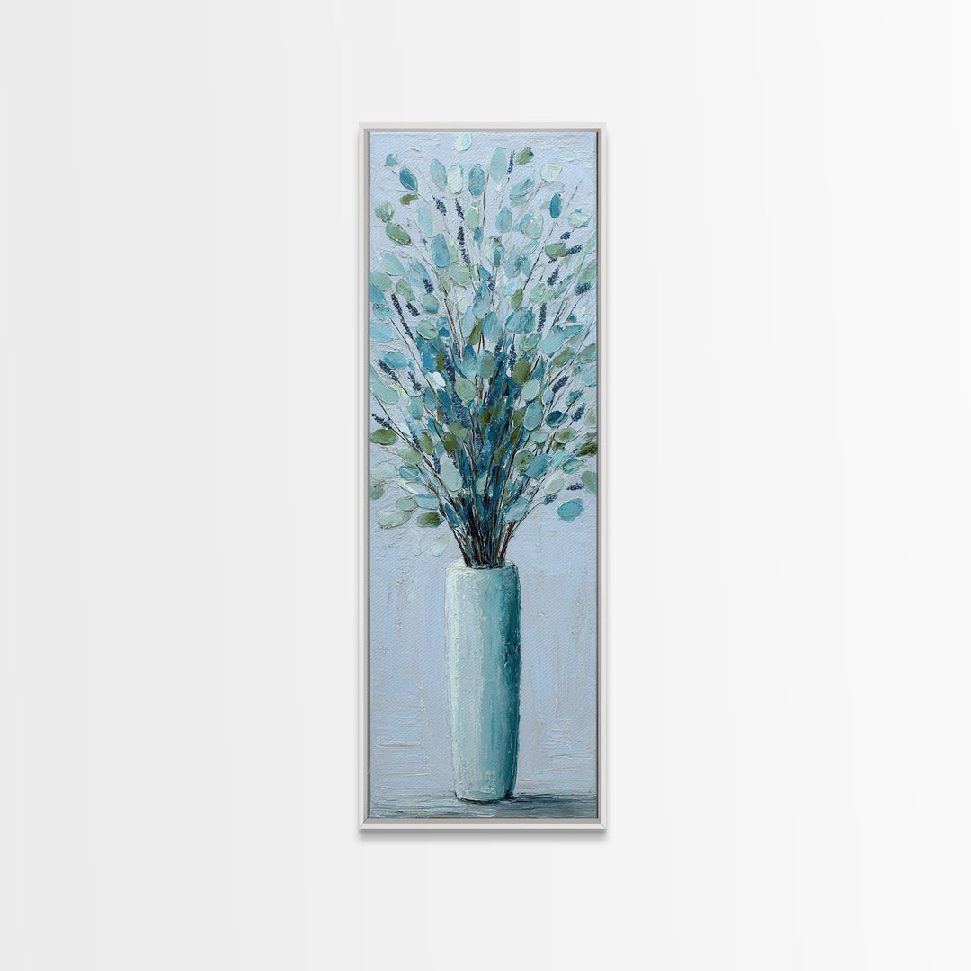 Lavender Sprigs in a Ceramic Vase Canvas Print, Bathroom Art, Digital Art, Bathroom Decor, Fine Art, Spa, Dopamine Decor, BAT-1x3-72