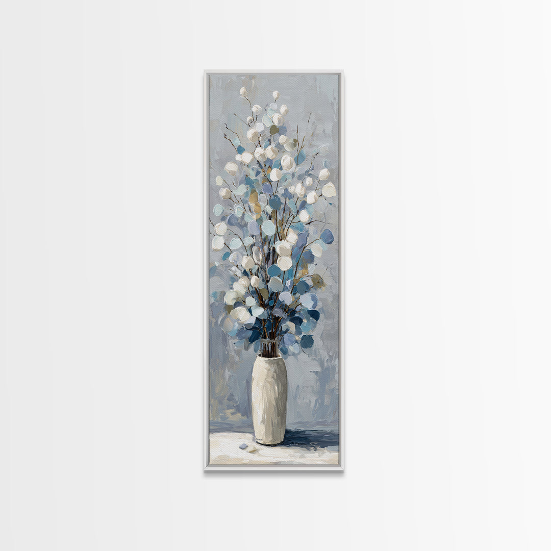 Lavender Sprigs in a Ceramic Vase Framed Canvas Print, Bathroom Art, Bathroom Wall Art, Bathroom Decor, Abstract Art, Spa, BAT-1x3-96