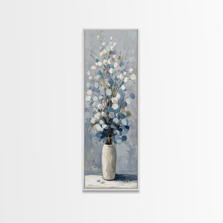 Lavender Sprigs in a Ceramic Vase Framed Canvas Print, Bathroom Art, Bathroom Wall Art, Bathroom Decor, Abstract Art, Spa, BAT-1x3-96