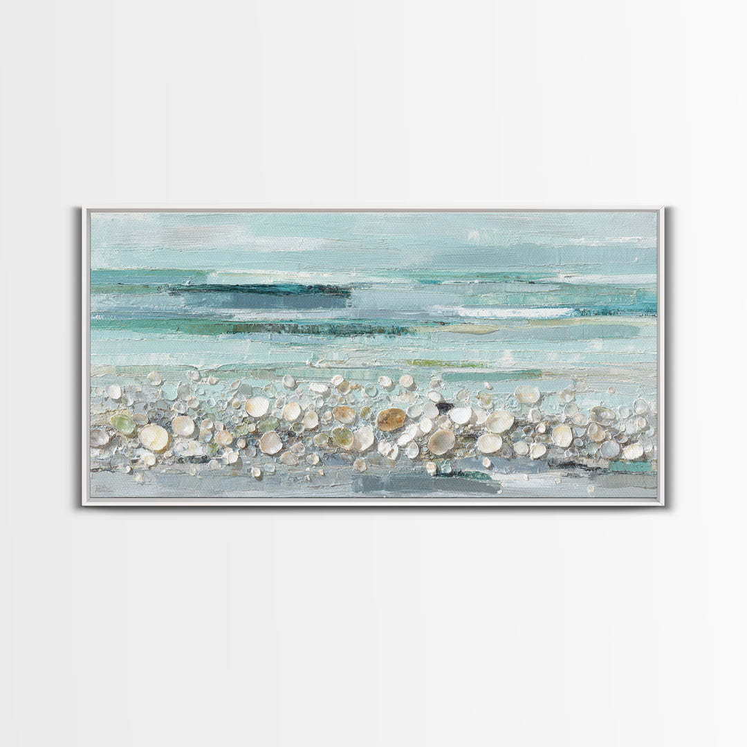 Oyster Shell Study Framed Canvas Print, Bathroom Art, Gallery Decor, Bathroom Decor, Fine Art, Spa, Minimalist Decor, BAT-2x1-18