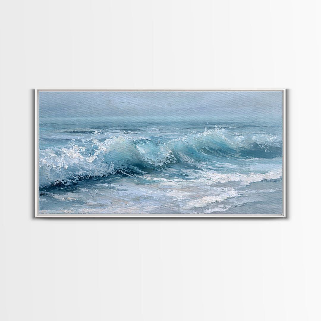 Calming Blue Ocean Wave Study Canvas Print, Bathroom Art, Luxury Decor, Bathroom Decor, Fine Art, Spa, Digital Wall Art, BAT-2x1-21