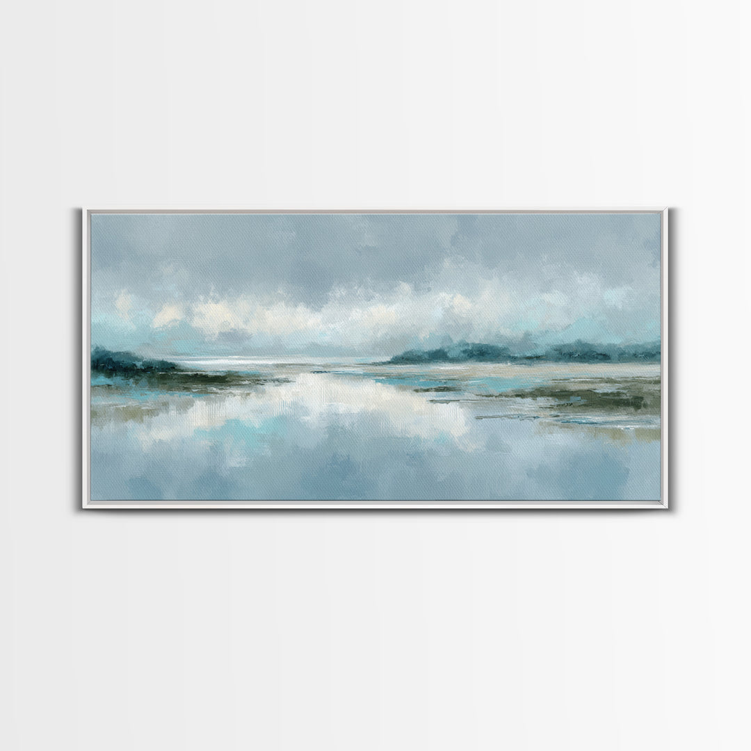 Misty Lake Scene Canvas Print, Bathroom Art, Home Decor, Bathroom Decor, Fine Art, Spa, Canvas Wall Art, Digital Print, BAT-2x1-53